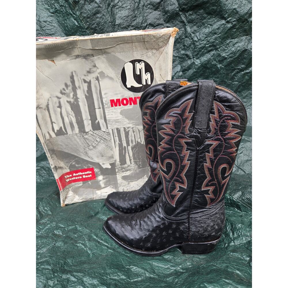 Montana ostrich black boots with box size 6 excellent condition